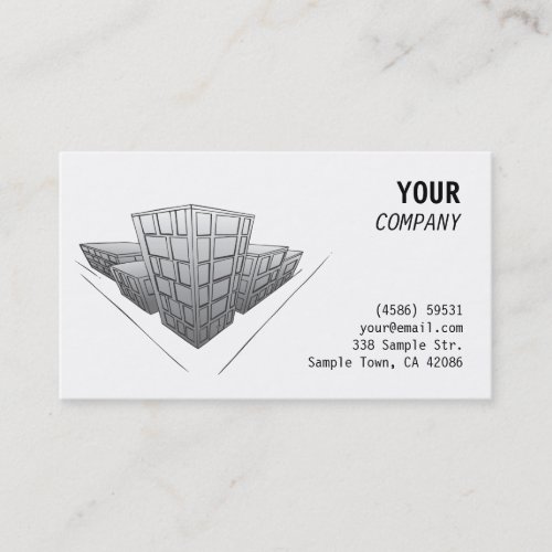 Grey buildings in perspective business card
