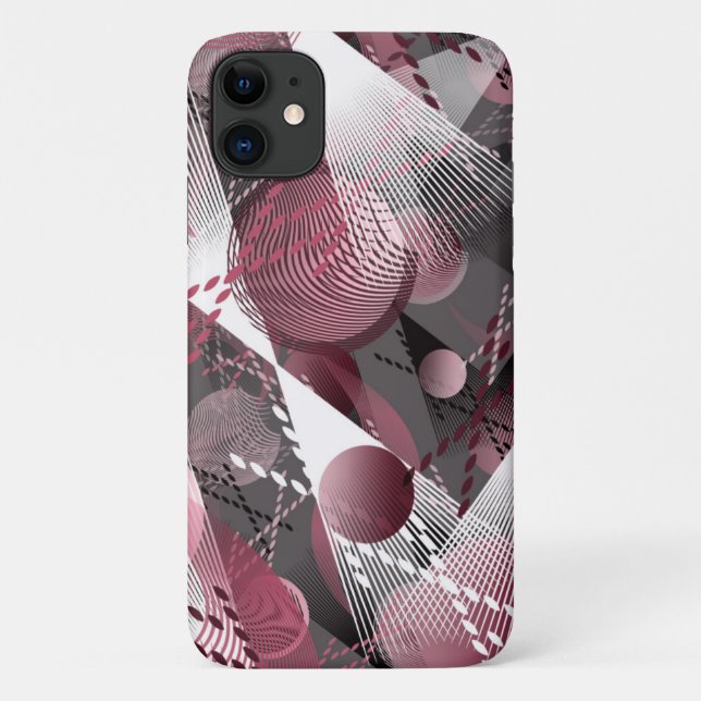 Grey, Burgundy, white abstract pattern. Case-Mate iPhone Case (Back)