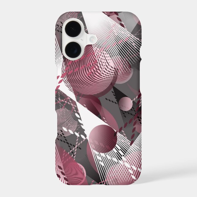 Grey, Burgundy, white abstract pattern. Iphone Case (Back)