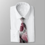 Grey, Burgundy, white abstract pattern. Neck Tie