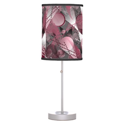 Grey Burgundy white abstract pattern Table Lamp