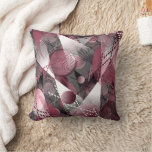 Grey, Burgundy, white abstract pattern. Throw Pillow