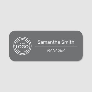 Grey Business Logo Employee Name Tag