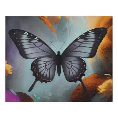 Grey butterfly  faux canvas print