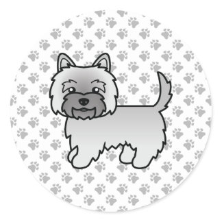 Grey Cairn Terrier Cute Cartoon Dog Classic Round Sticker