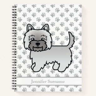 Grey Cairn Terrier Cute Cartoon Dog & Custom Text Notebook