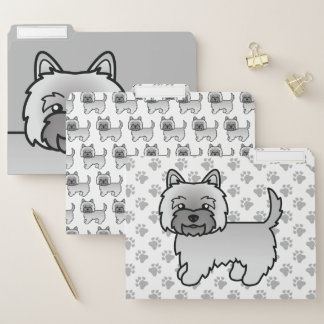 Grey Cairn Terrier Cute Cartoon Dog File Folder