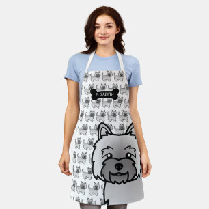 Grey Cairn Terrier Cute Cartoon Dog & Name Apron