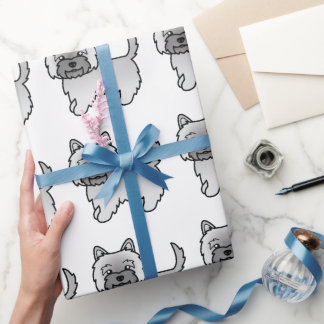 Grey Cairn Terrier Cute Cartoon Dog Pattern Wrapping Paper