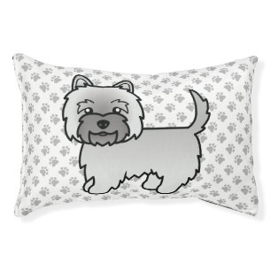 Grey Cairn Terrier Cute Cartoon Dog & Paws Pet Bed