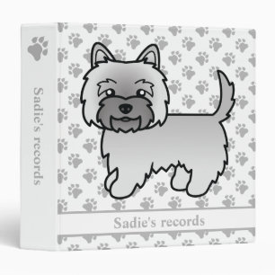Grey Cairn Terrier Cute Cartoon Dog & Text 3 Ring Binder