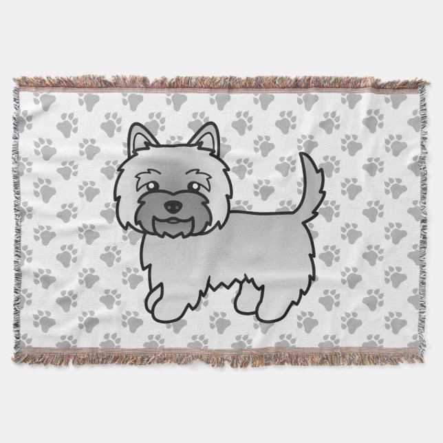 Grey Cairn Terrier Cute Cartoon Dog Throw Blanket (Front)