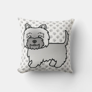 Grey Cairn Terrier Cute Cartoon Dog Throw Pillow
