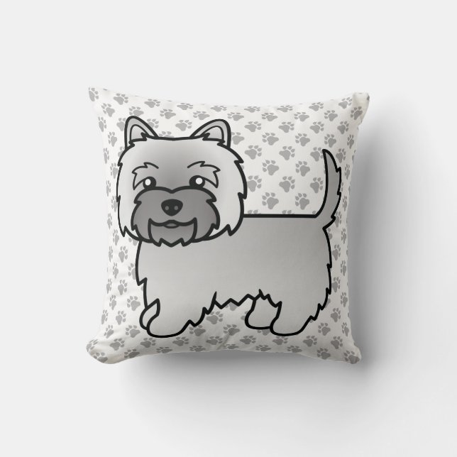 Grey Cairn Terrier Cute Cartoon Dog Throw Pillow (Front)