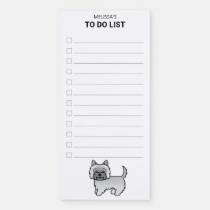Grey Cairn Terrier Cute Cartoon Dog To Do List Magnetic Notepad
