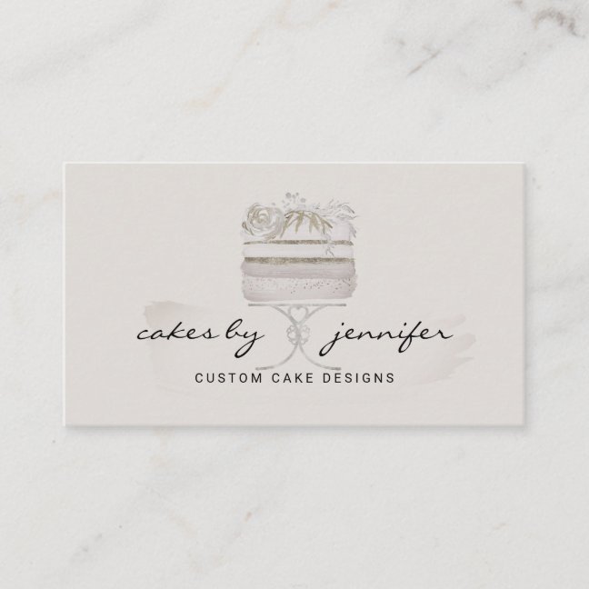 Grey cakes subscription service retail bakery business card