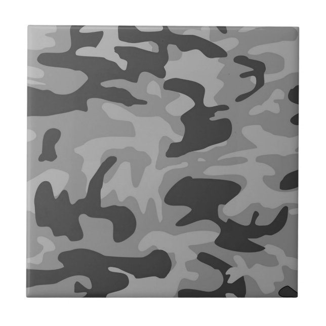 Grey Camo Gray Camouflage Pattern Ceramic Tile (Front)