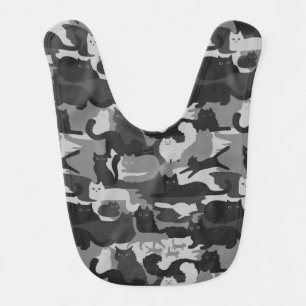 Grey Camouflage Cats Pattern Gray Kitty Cats Camo Baby Bib