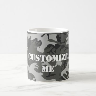 Grey Camouflage Custom Text Coffee Mug Grey Camouflage Custom Text Coffee Mug
