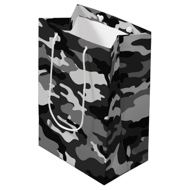 Grey camouflage Gift Bag (Front Angled)