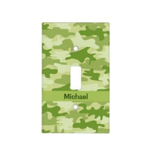 Grey Camouflage Name Personalized Light Switch Cover