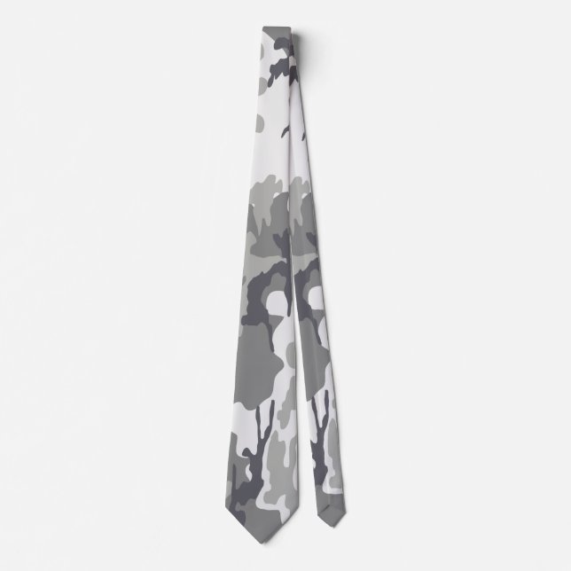 Grey Camouflaged Pattern Neck Tie (Front)