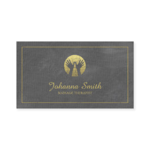 Grey Canvas Golden Frame, Hands Massage Therapy Appointment Card