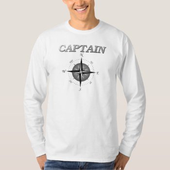 Grey Captain With Compass Rose T-shirt by packratgraphics at Zazzle