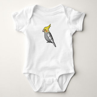 Grey Cartoon Cockatiel Parrot Bird Baby Bodysuit