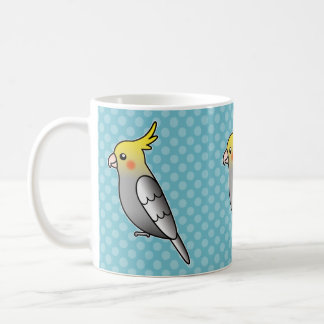 Grey Cartoon Cockatiel Parrot Bird Coffee Mug