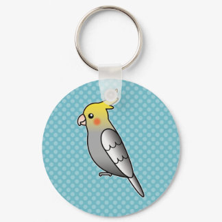 Grey Cartoon Cockatiel Parrot Bird Keychain