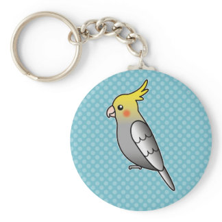 Grey Cartoon Cockatiel Parrot Bird Keychain