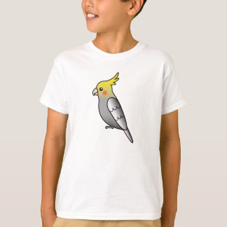 Grey Cartoon Cockatiel Parrot Bird T-Shirt