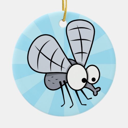 Grey Cartoon House Fly Ceramic Ornament