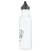 Grey Cartoon Trotting Horse & Custom Name Stainless Steel Water Bottle (Right)