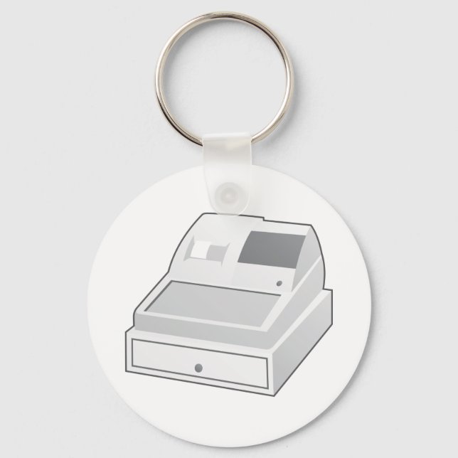 Grey Cash Register Minimalist Retail Keychain (Front)