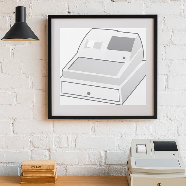 Grey Cash Register Minimalist Retail Poster (Creator Uploaded)