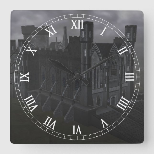 Grey Castle Roman Numerals Clock (Front)