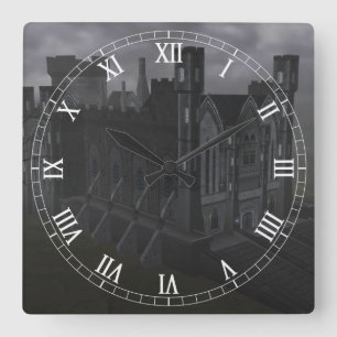 Grey Castle Roman Numerals Clock