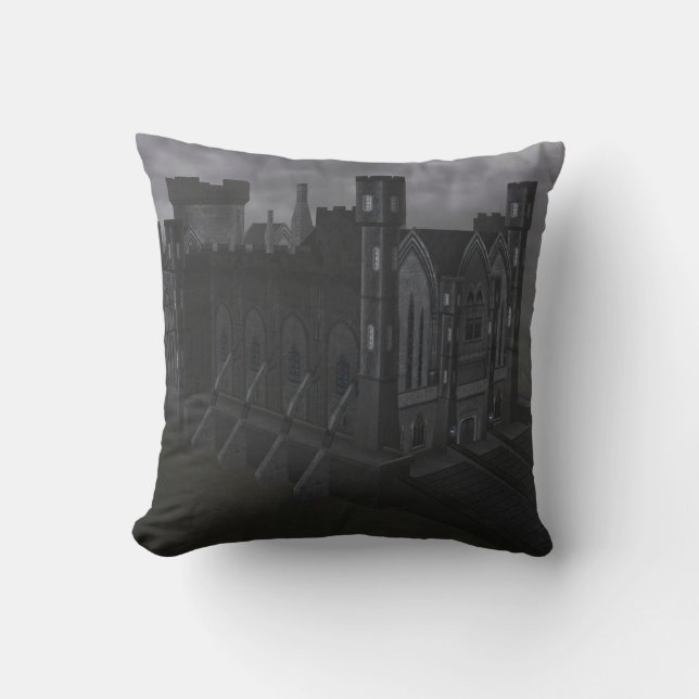 Grey Castle Throw Pillow (Front)