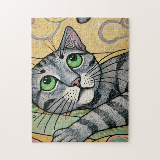Grey Cat 250 Piece Puzzle (Vertical)