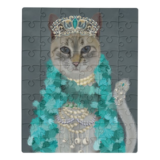Grey Cat | Adorned With Bells Portrait Jigsaw Puzzle (Puzzle Vertical)