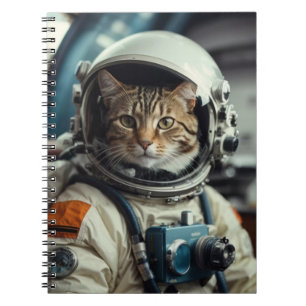 Grey Cat Astronaut in Outer Space Notebook