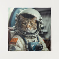 Grey Cat Astronaut in Outer Space
