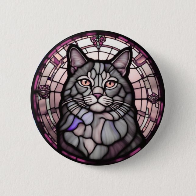 Grey Cat  Button (Front)