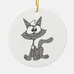 Grey Cat Ceramic Ornament