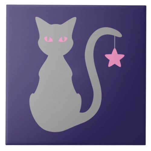 Grey Cat Ceramic Tile