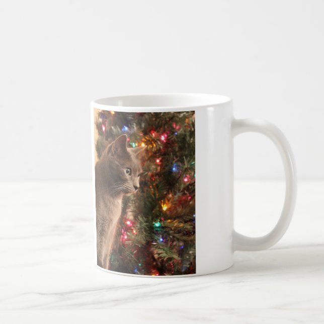 Grey cat Christmas mug (Right)