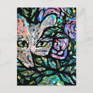 Grey Cat Collage Art Kitty Cats Collages           Postcard