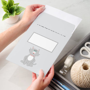 Grey Cat Design Any Colour Background Envelope Mailers